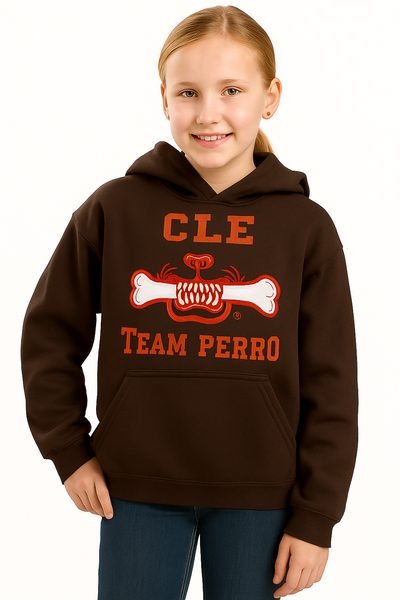 Kids Cleveland Edition Brown Team Perro Teeth and Bone Logo Embroidery Hoodie