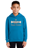Kids Team Perro Blue Turquoise Teeth and Bone Logo Embroidery Hoodie