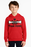 Kids Team Perro Red Teeth and Bone Logo Embroidery Hoodie