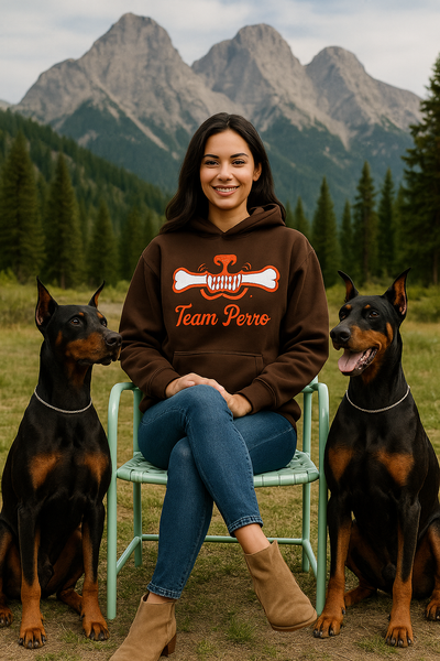 Brown Team Perro Teeth and Bone Logo Embroidery Hoodie