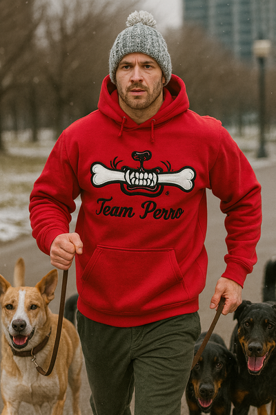 Red Team Perro Teeth and Bone Logo Embroidery Hoodie