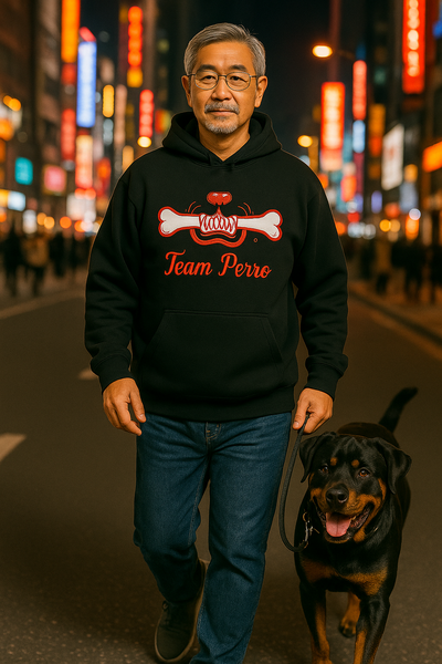 Black Team Perro Teeth and Bone Logo Embroidery Hoodie