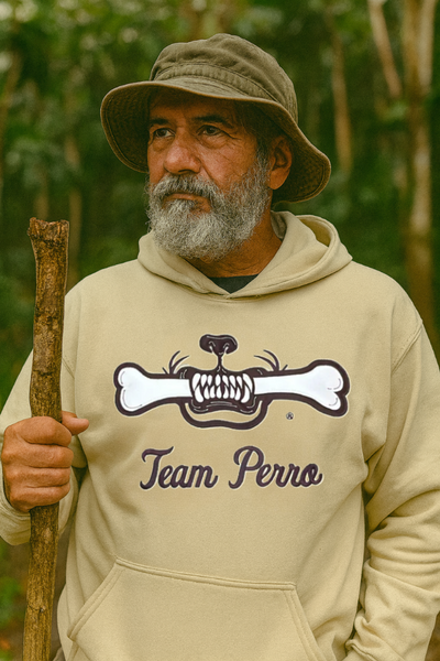 Tan Team Perro Teeth and Bone Logo Embroidery Lightweight Hoodie