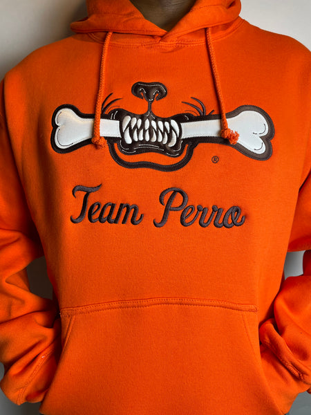 Orange Team Perro Teeth and Bone Logo Embroidery Hoodie