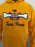 Gold and Purple Team Perro Teeth and Bone Logo Embroidery Hoodie