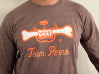 Chocolate Heather Team Perro Logo Teeth and Bone Long Sleeve Lightweight T-Shirt