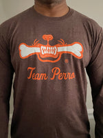 Chocolate Heather Team Perro Logo Teeth and Bone Long Sleeve Lightweight T-Shirt