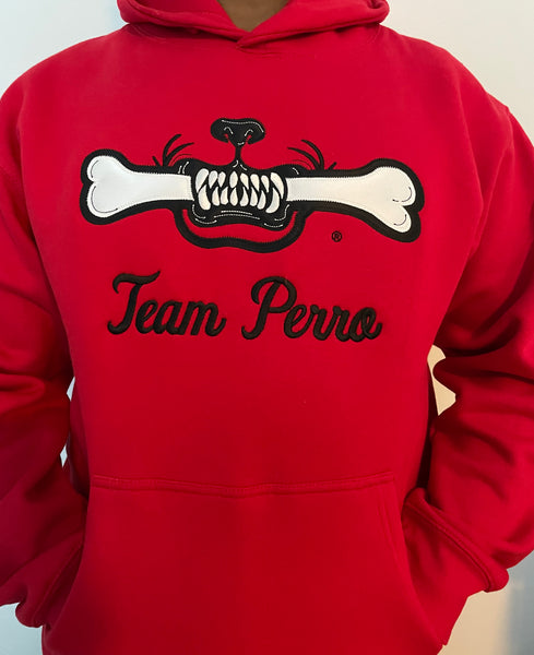 Red Team Perro Teeth and Bone Logo Embroidery Hoodie