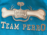 Kids Team Perro Blue Turquoise Teeth and Bone Logo Embroidery Hoodie